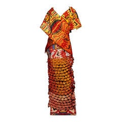 Silk Ikat from Uzbekistan and hand dyed leather piece of wearable art 8