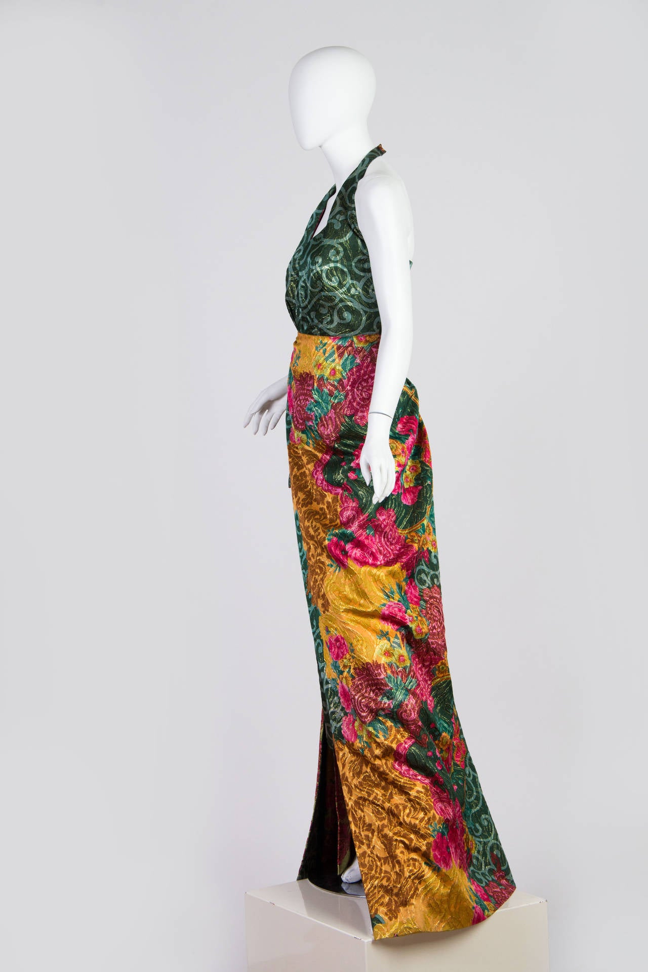 Curiel Couture Lamé Damask Gown, 1990s