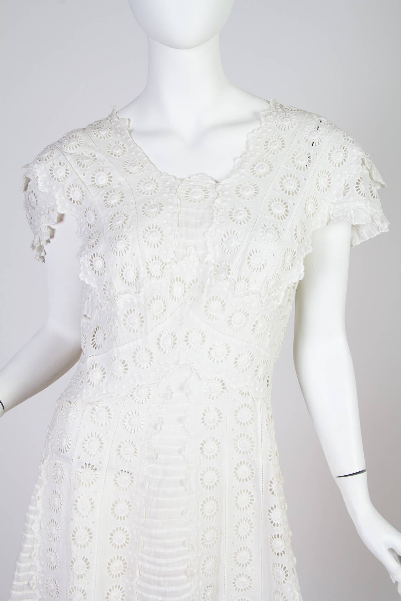 Teens Antique Embroidered Eyelet and Pintucked Lace Tea Dress 1