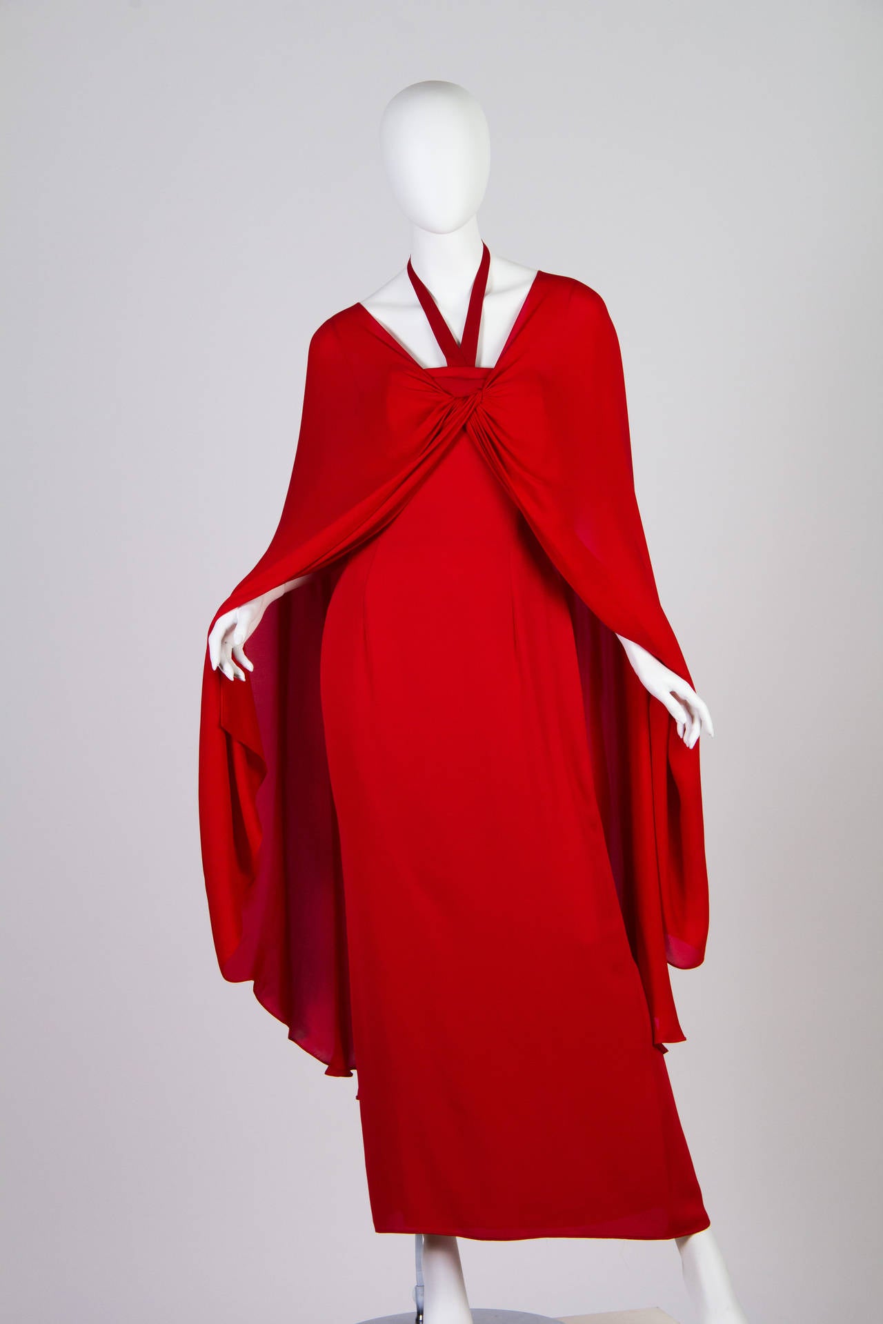 Women's 1970s Bill Blass Gown with Cape