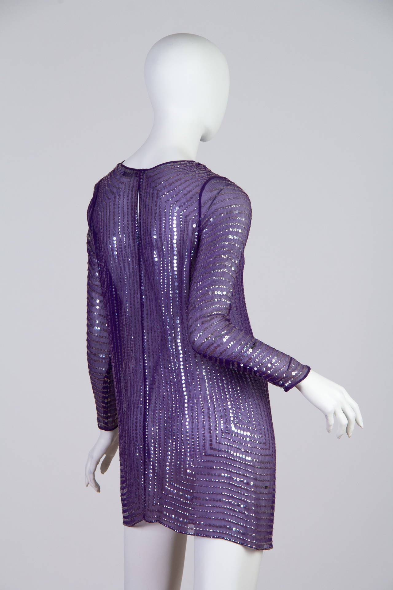 1970s Halston Hand Beaded Chiffon Tunic In Good Condition In New York, NY