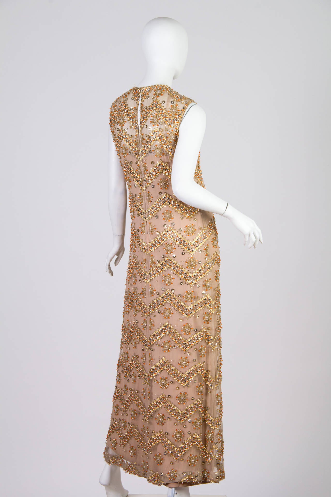1960s Malcolm Starr Fully Beaded Gown In Excellent Condition In New York, NY