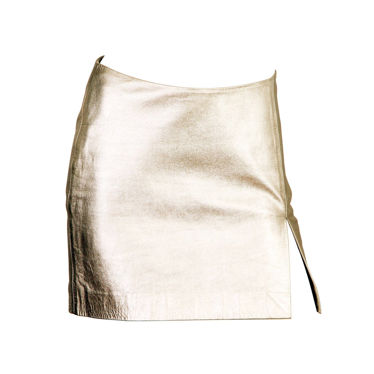 Iconic Documented 1994 Supermodel Gianni Versace Couture Silver Leather Skirt