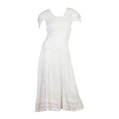 Teens Antique Embroidered Eyelet and Pintucked Lace Tea Dress