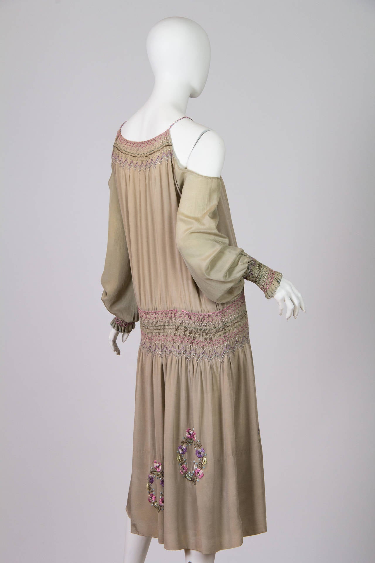 Women's Hand Embroidered 1920s Silk Boho Dress