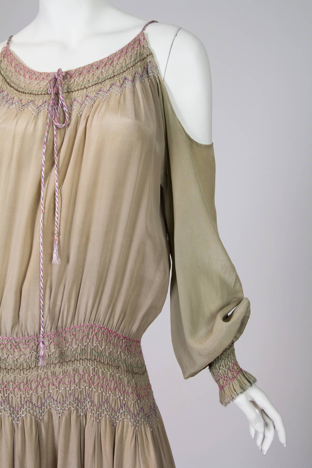 Hand Embroidered 1920s Silk Boho Dress 3