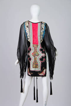 1920s Mantle made from Antique Chinese Peacock and Butterfly Embroidery