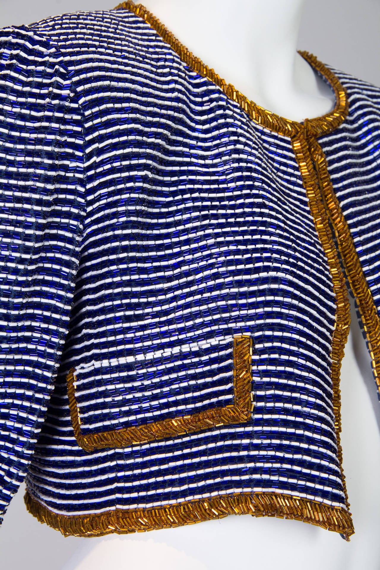 Russell Trusso Couture Cobalt Beaded Jacket 3