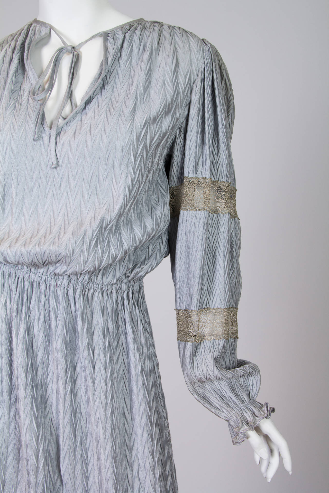 1970s Mary McFadden Dress with Antique Silver Braid 1