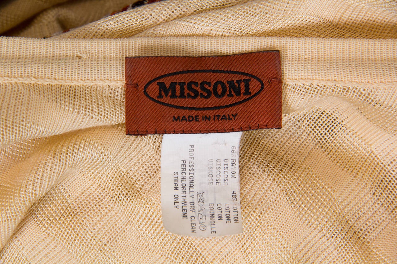 1990S MISSONI Ecru Striped Border Rayon & Cotton Knit Dress With Asymmetrical H 5
