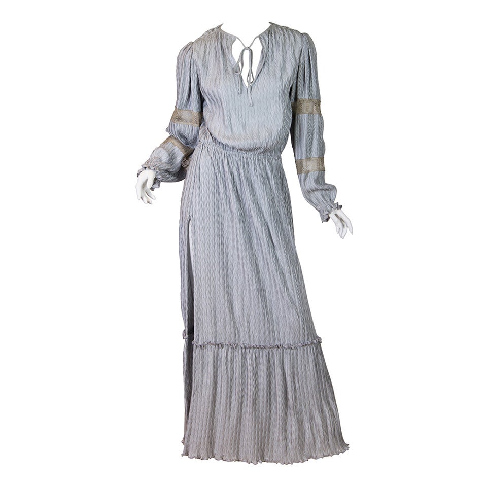 1970s Mary McFadden Dress with Antique Silver Braid
