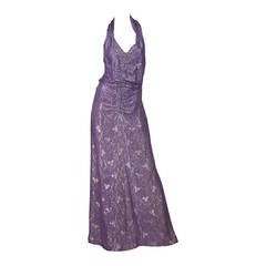 1930s Old Hollywood Silver Lamé Gown 3
