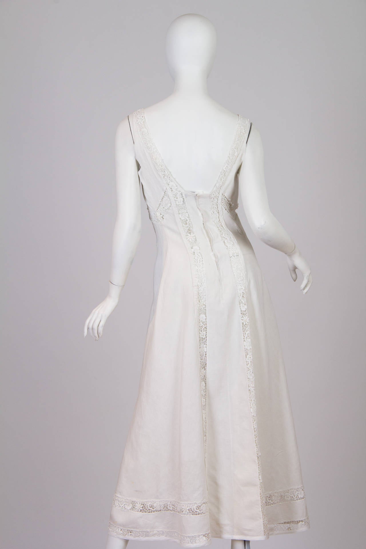 Edwardian Lace and Linen Tea Dress at 1stDibs