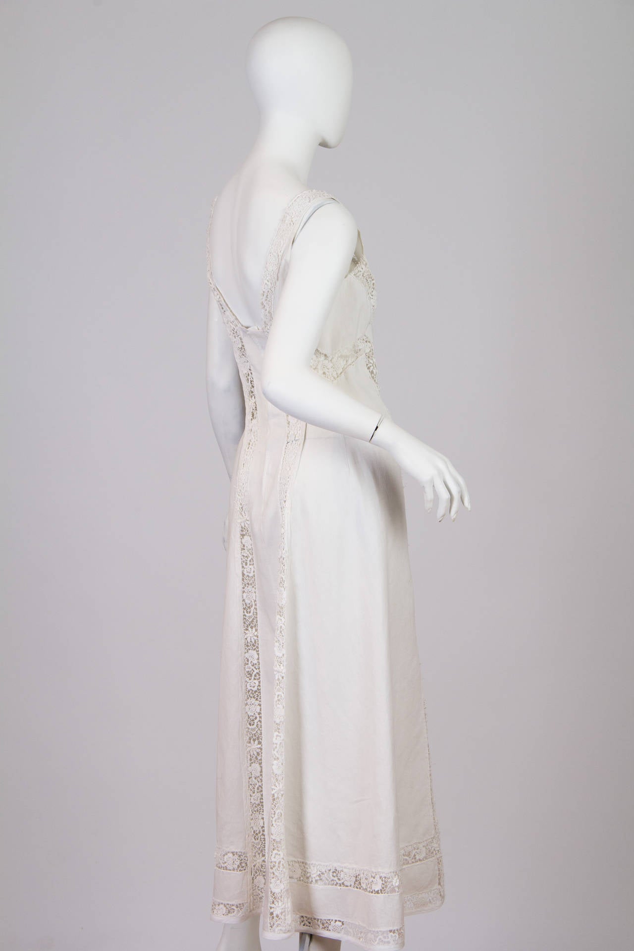 Edwardian Lace and Linen Tea Dress at 1stDibs