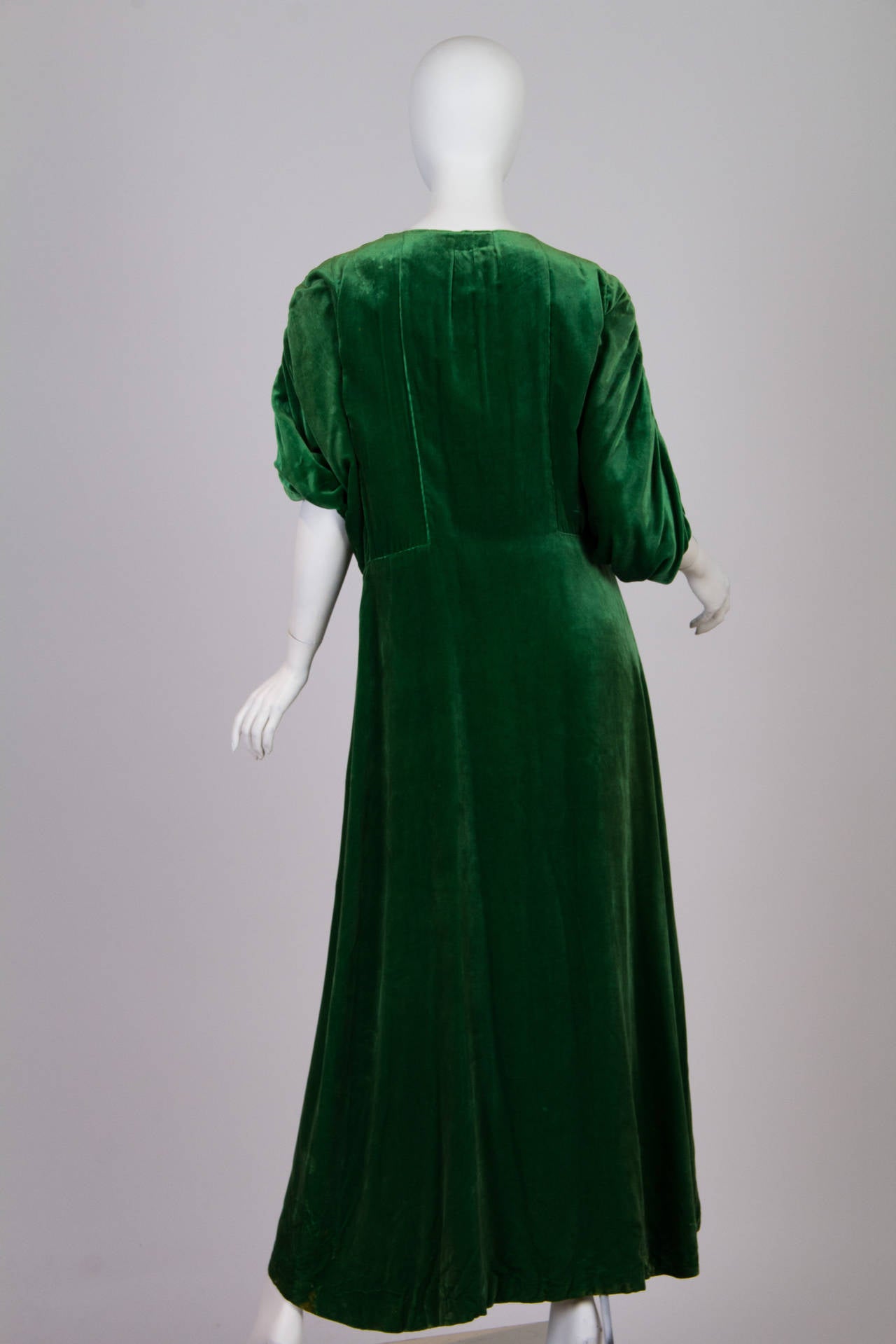 Black 1910s Silk Velvet Pengoir in the style of Paul Poiret