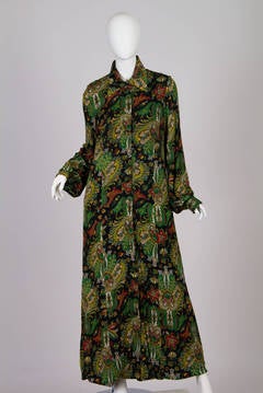 1970s Italian Silk Jersey Paisley Coat from Fiandaca Couture