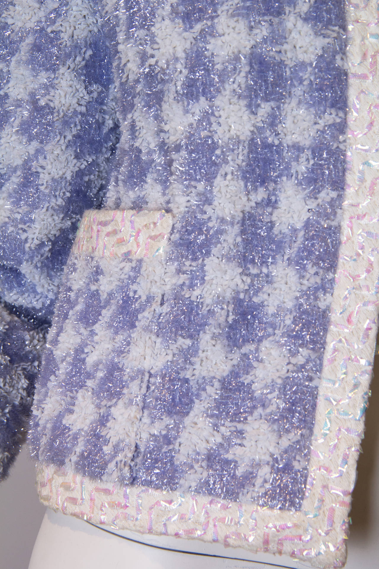 1990s Futuristic Lilac Lavender Chanel Tweed Jacket with Lurex 3