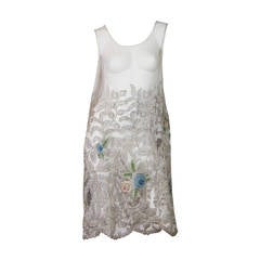 1920s Embroidered and Appliqued Silk Net Dress 1920s Embroidered and Appliqued Silk Net Dress