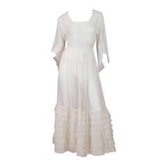 Antique 1910s Cotton Net Dress with Irish crochet and lace trim