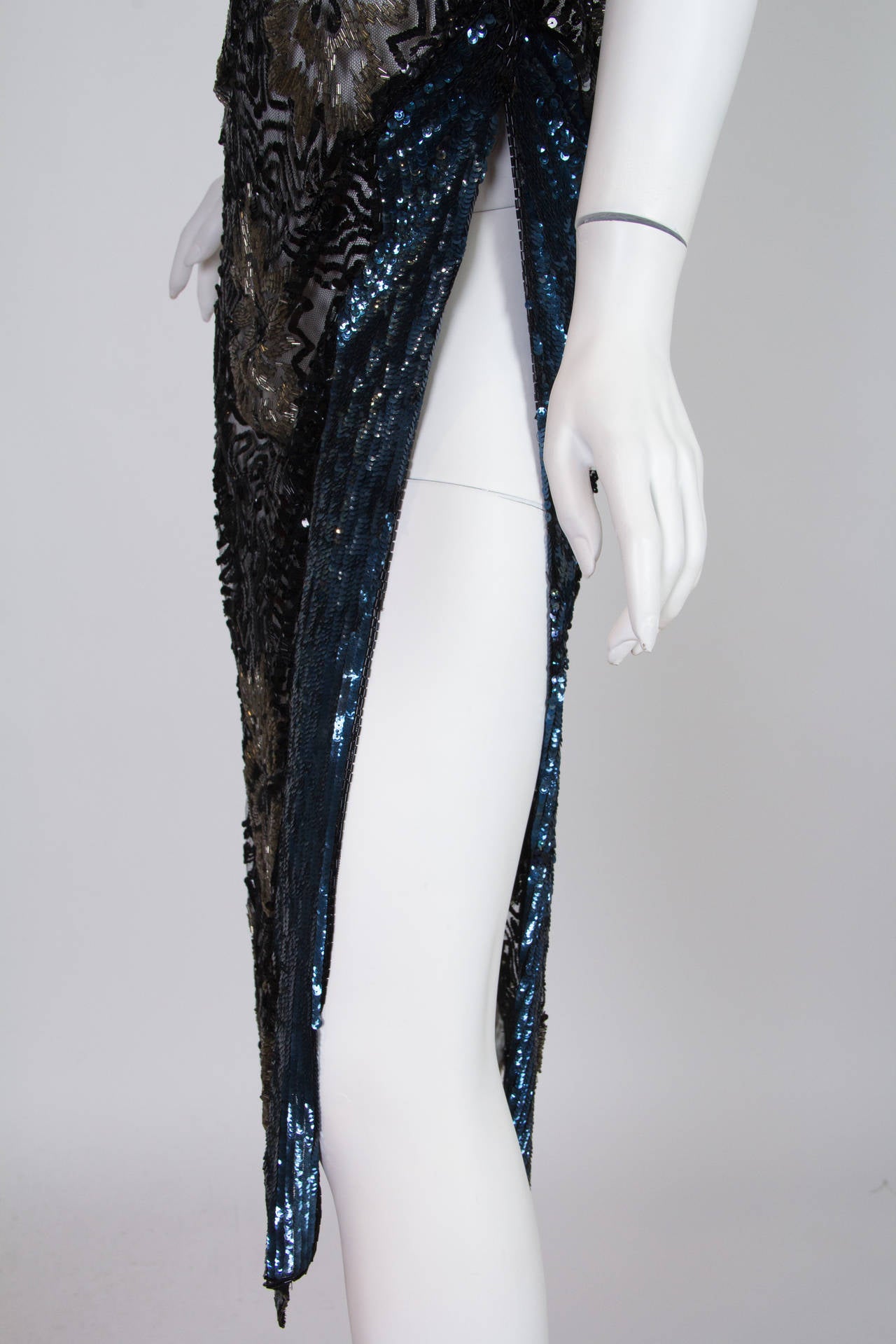 Sheer 1920s Art Deco Beaded Silk Net Tabard 2