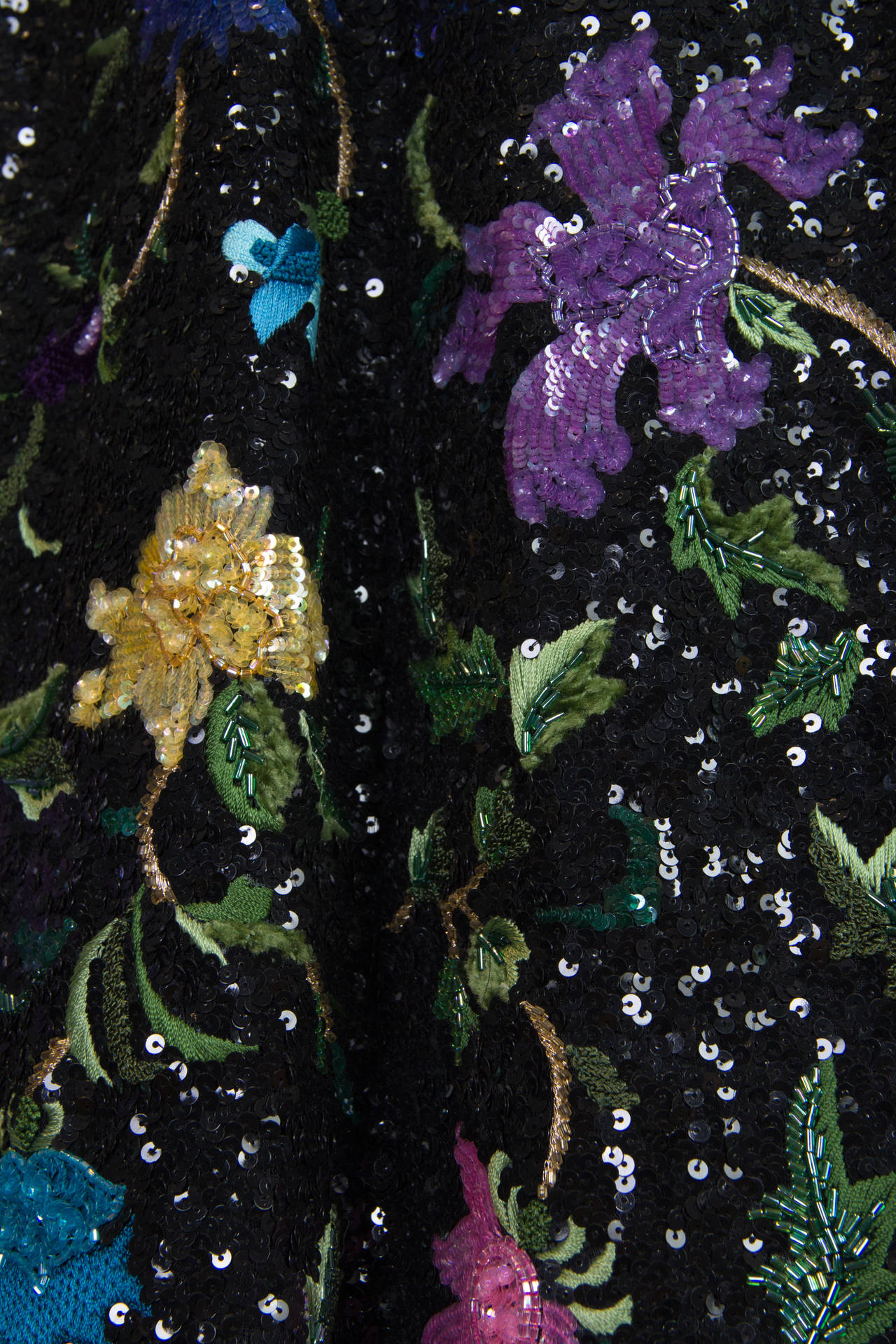 Women's 1980S MICHAEL NOVARESE Black Haute Couture Silk Taffeta Duster Covered In Excep For Sale