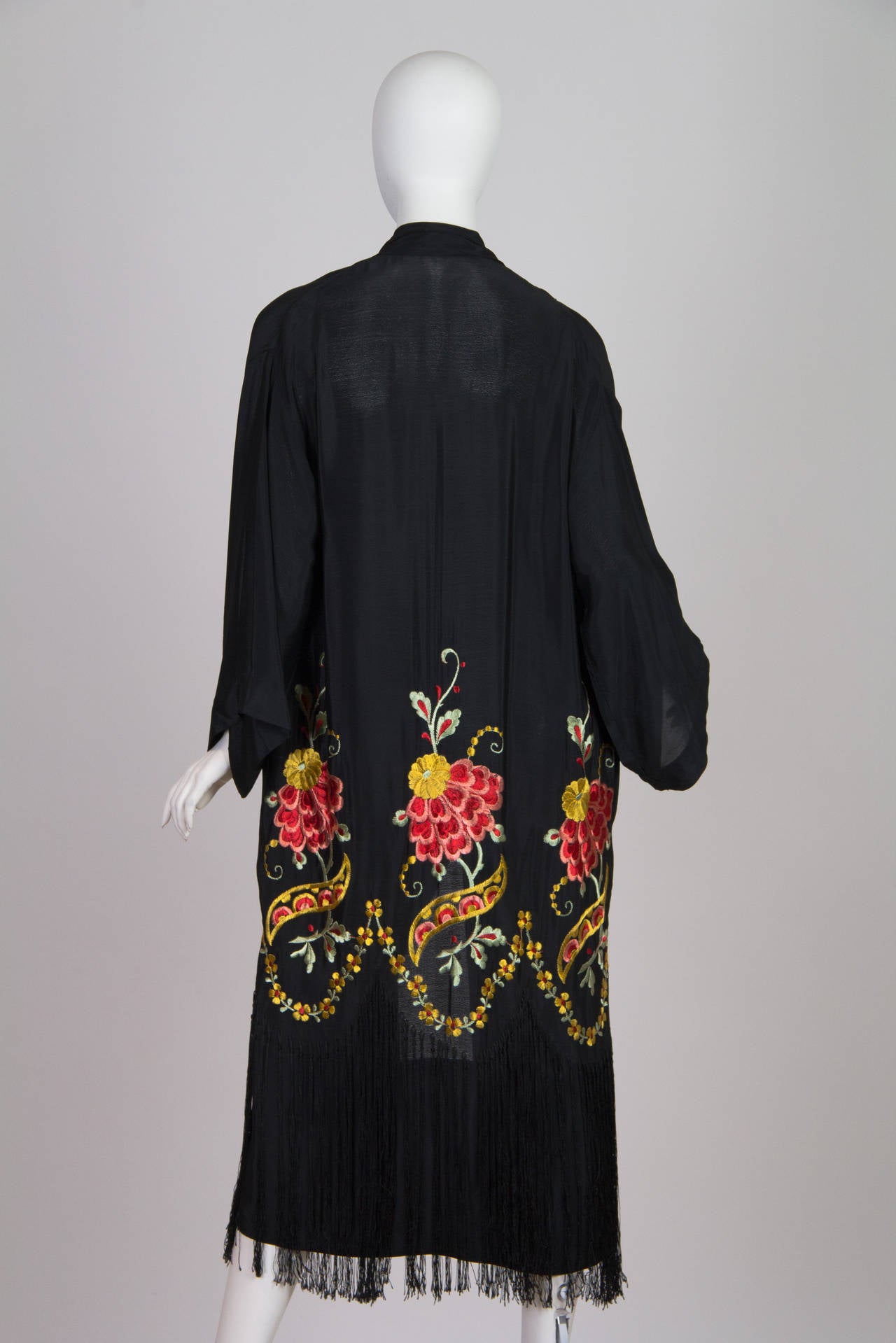 1920s Embroidered Kimono with Fringe at 1stDibs | 1920s kimono jacket