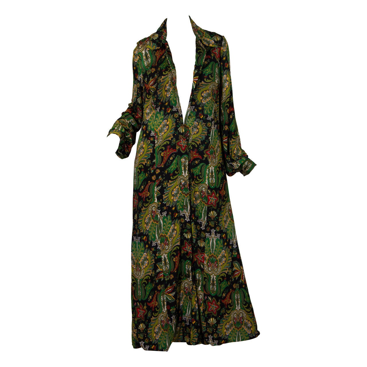 1970s Italian Silk Jersey Paisley Coat from Fiandaca Couture
