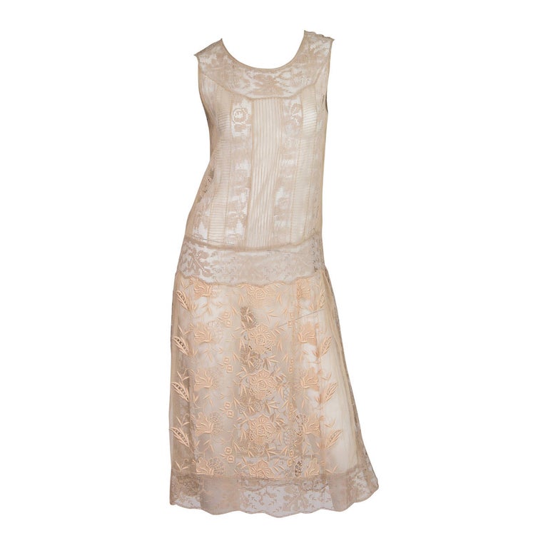 20s Handmade Lace and Embroidered Tea Dress at 1stDibs | 20s tea dress