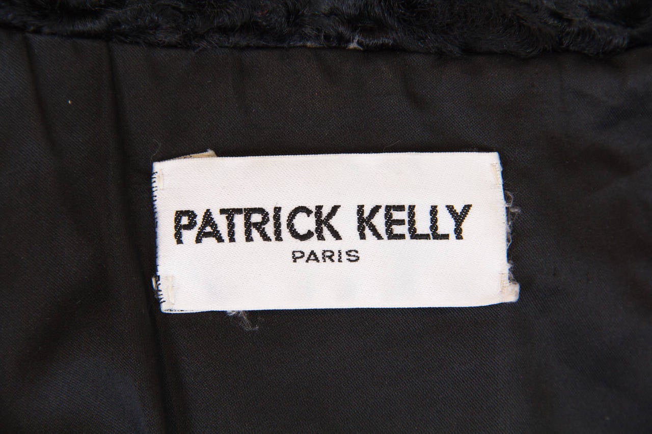 Patrick Kelly Asymetrical Minimalist Black Astrakhan Fur Coat 6