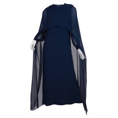 1960s Balmain Haute Couture Silk Chiffon Gown with Cape