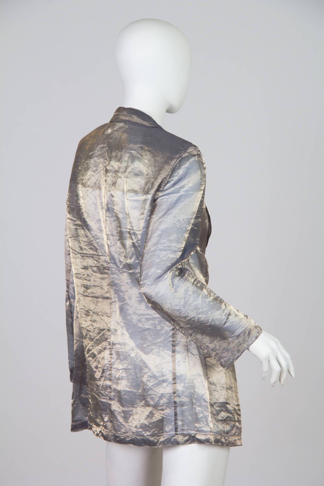 1990s Sheer Krizia Crinkle Lamé Jacket In Good Condition In New York, NY