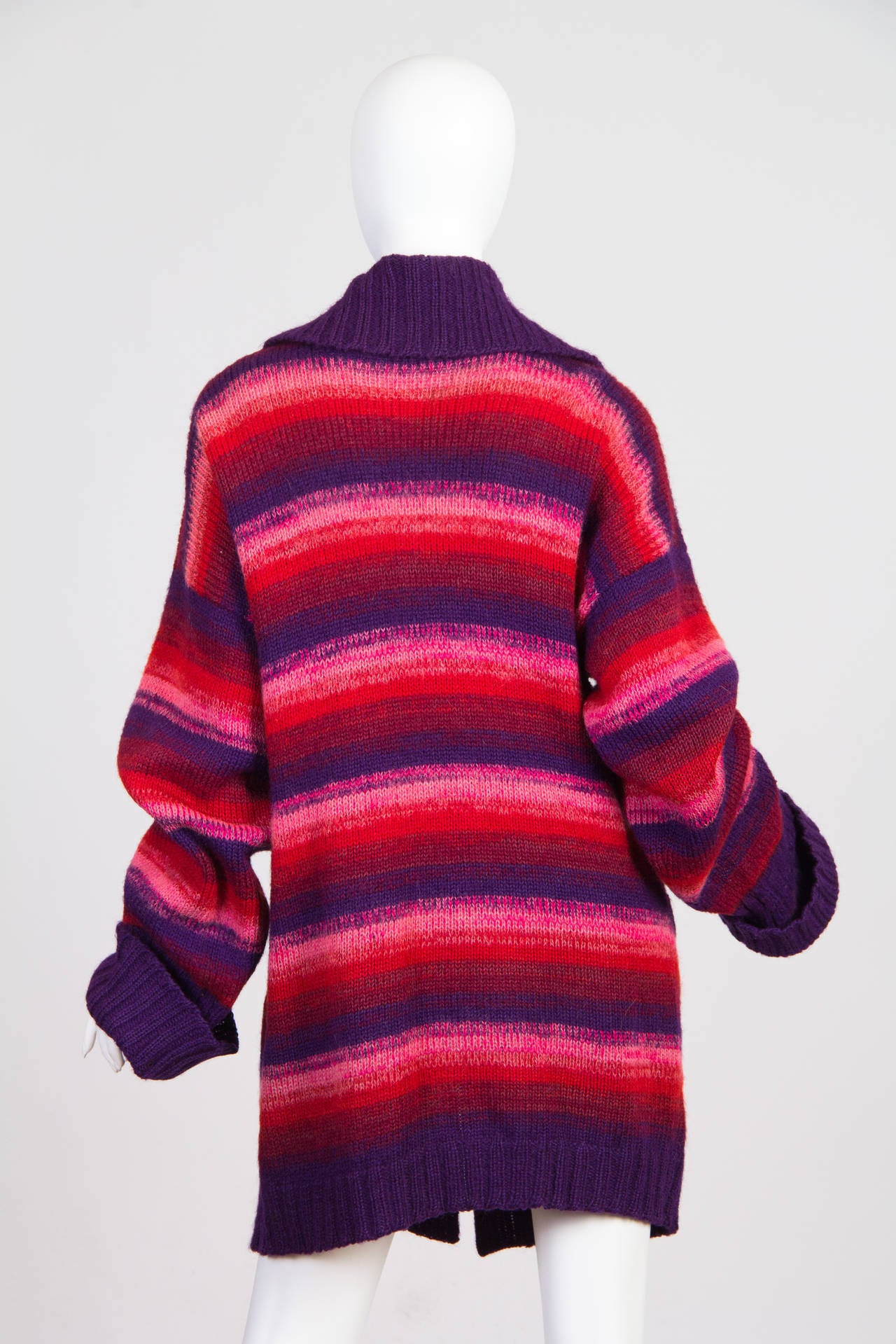 purple and green striped sweater