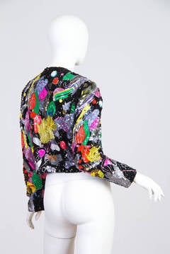 Beaded and Embroidered Abstract Art Jacket