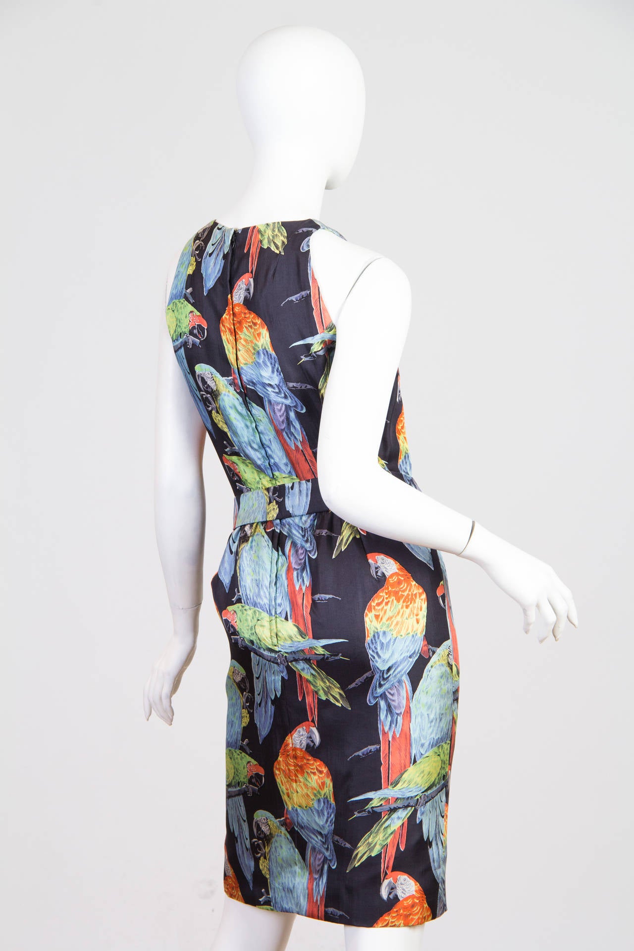 De las mujeres 1960S DONALD BROOKS Vestido de Parot de Seda Tropical Estampado en venta