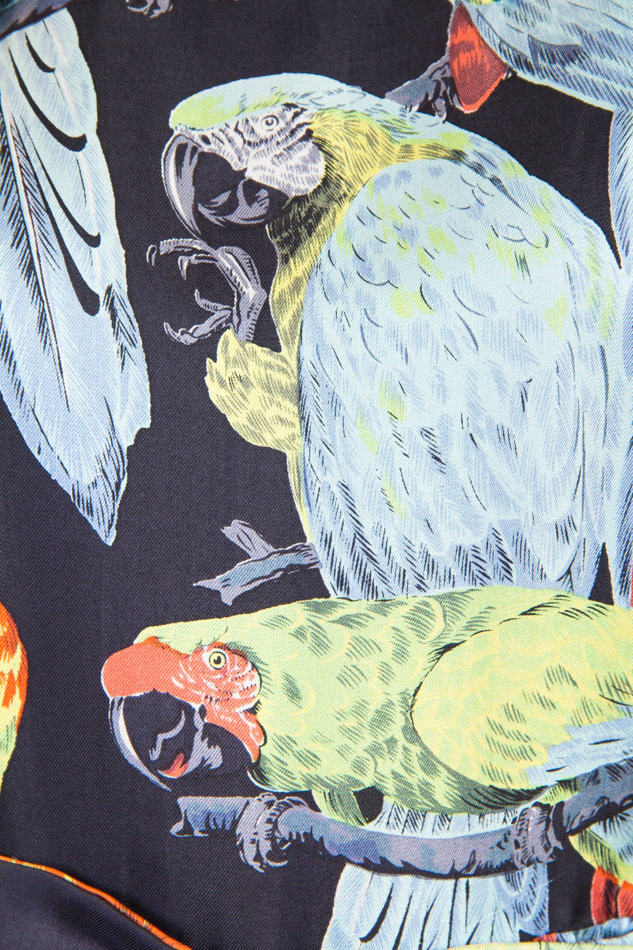 1960S DONALD BROOKS Vestido de Parot de Seda Tropical Estampado en venta 3