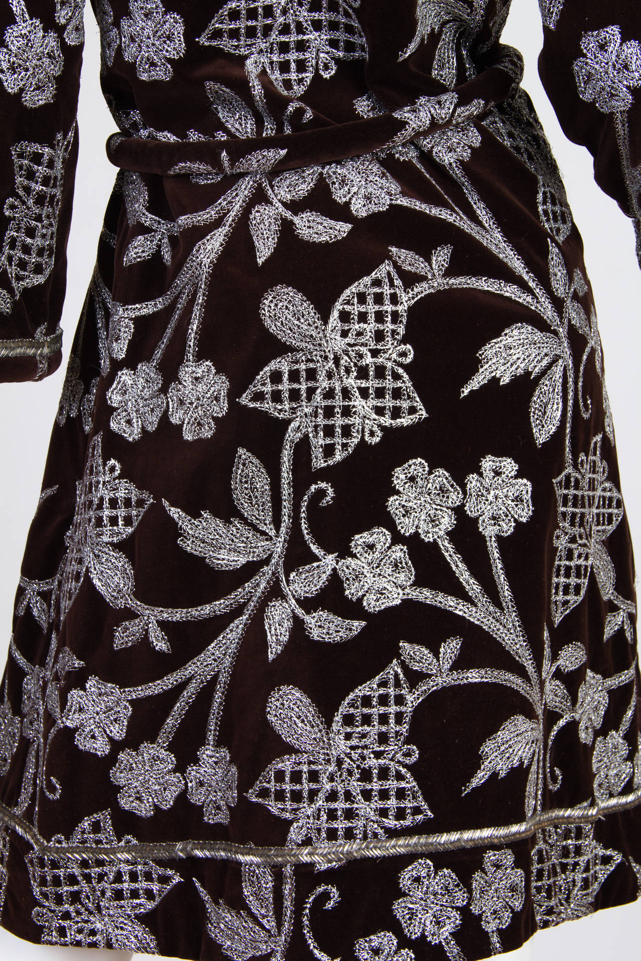 1960s Bill Blass for Maurice Rentner Embroidered Velvet Coat 3