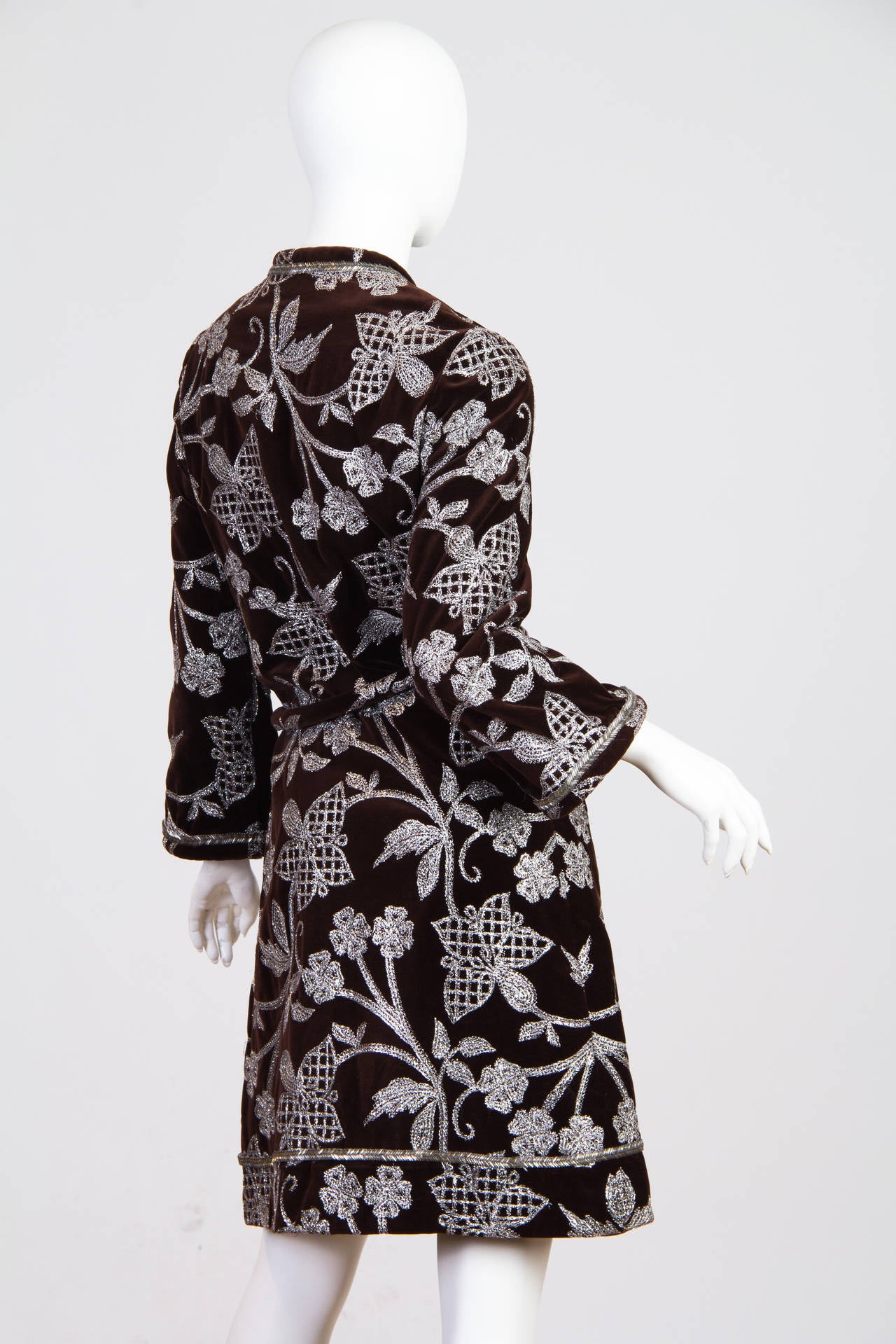 Women's 1960s Bill Blass for Maurice Rentner Embroidered Velvet Coat