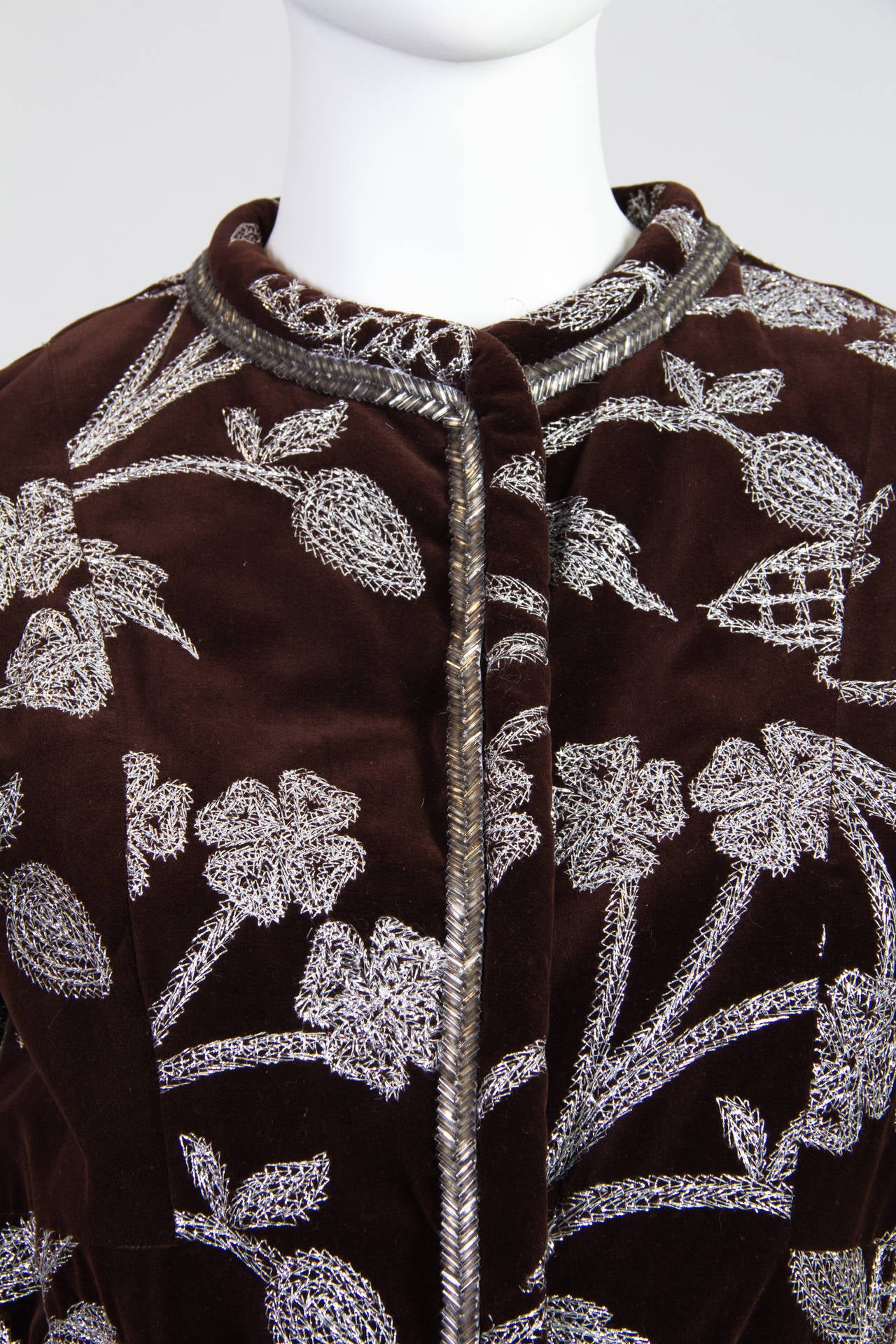 1960s Bill Blass for Maurice Rentner Embroidered Velvet Coat 4