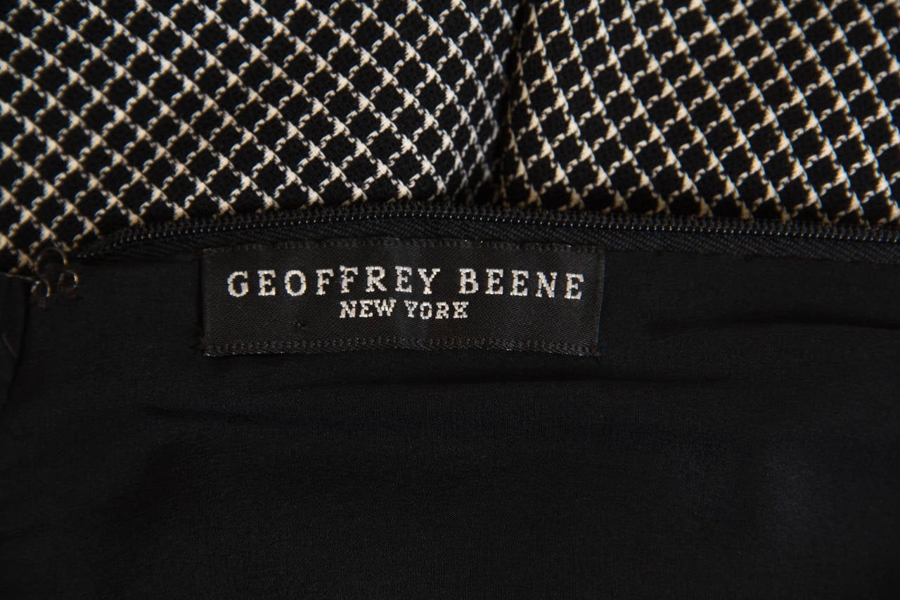 1980S GEOFFREY BEENE Black & White Wool Silk Contrast Pattern Raglan Sleeve Top 6