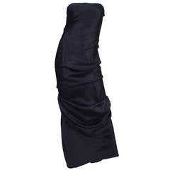 John Galliano Navy Evening Gown