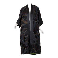 1920s Art Deco Flapper Era Embroidered Silk Crazy Quilt Patchwork Kimono Coat