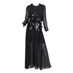 Pauline Trigere Beaded Chiffon Gown 11