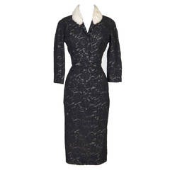 Pierre Balmain Haute Couture 1950s Lace Dress and Jacket with Mink Collar 8