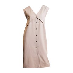 1980S GEOFFREY BEENE Khaki Wool Minimalist Dress