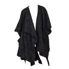 Retro Patrick Kelly Asymetrical Minimalist Black Astrakhan Fur Coat