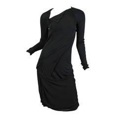 Martin Margiela Black Draped Jersey Dress 4