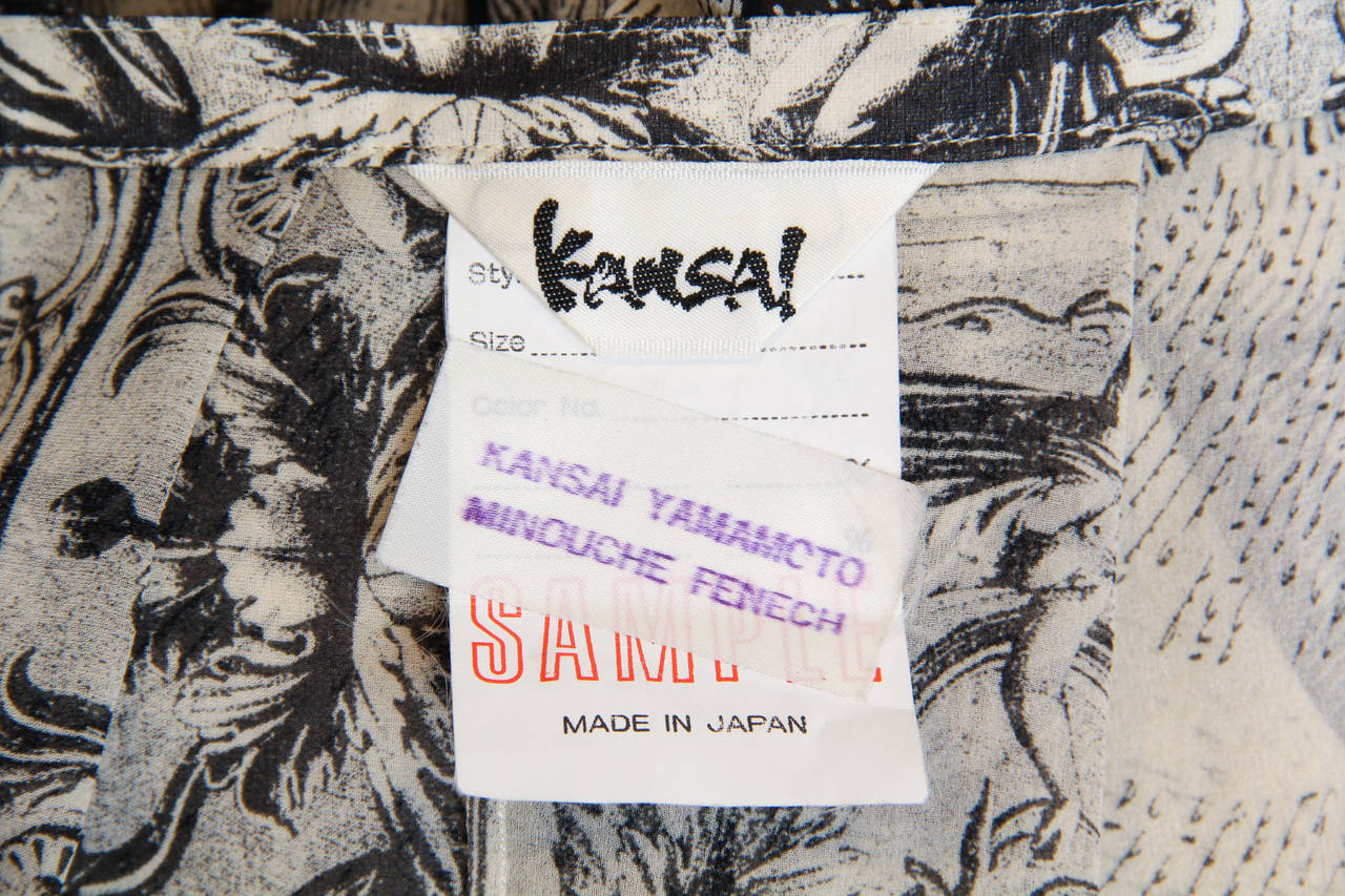 1990S KANSAI YAMAMOTO Silk Chiffon Asymmetrically Draped Wrap Skirt With Classi 4