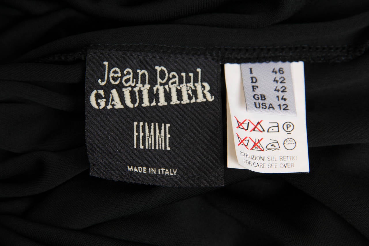 1990S JEAN PAUL GAULTIER Black Jersey Dress With Hood & Adjustable Brass Zippers 4