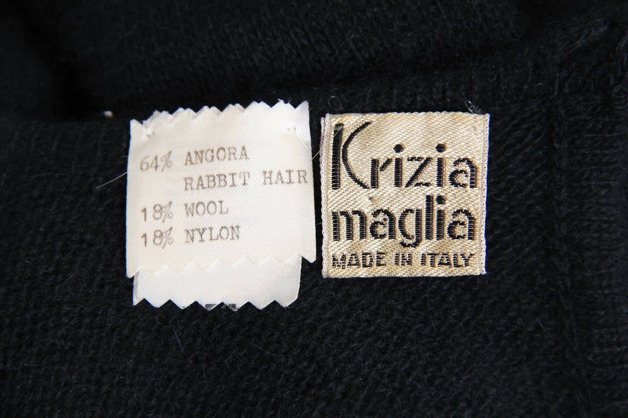 1990S KRIZIA Black Angora & Wool Knit Sweater Dress With Gold Beadwork For Sale 4