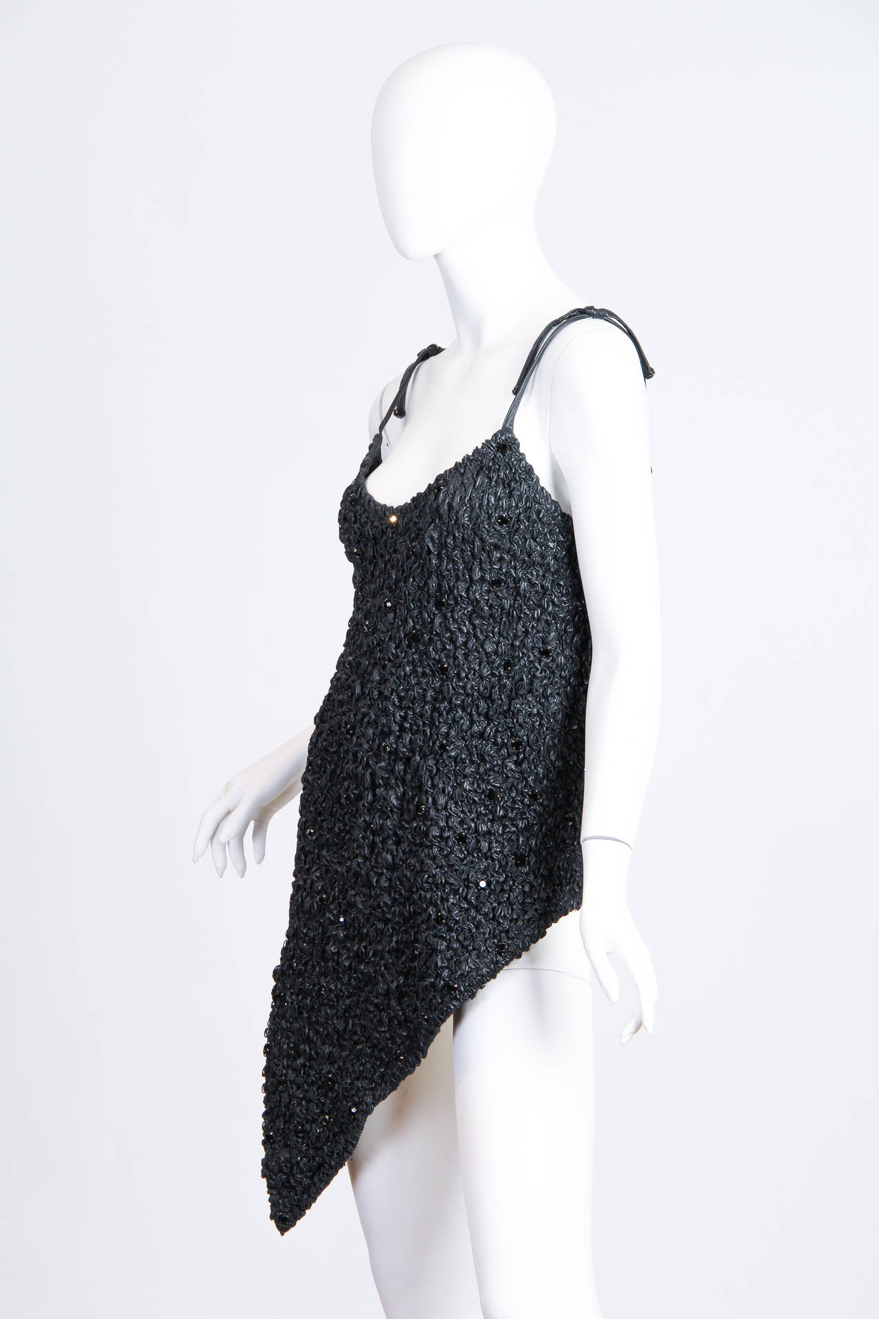 Black Fendi Punk Leather and Crystal Top